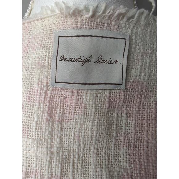 Beautiful Stories Anthropologie pink cream tweed boho beaded - Picture 8 of 10